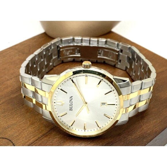 Bulova Men's Watch 98B385 Silver Dial Quartz Two Tone Stainless Steel 40… - Picture 7 of 13